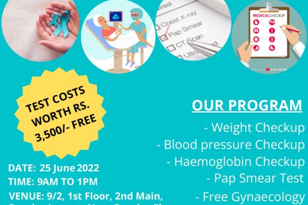 Mega Women’s Health Camp at Domlur on 25th June, 2022