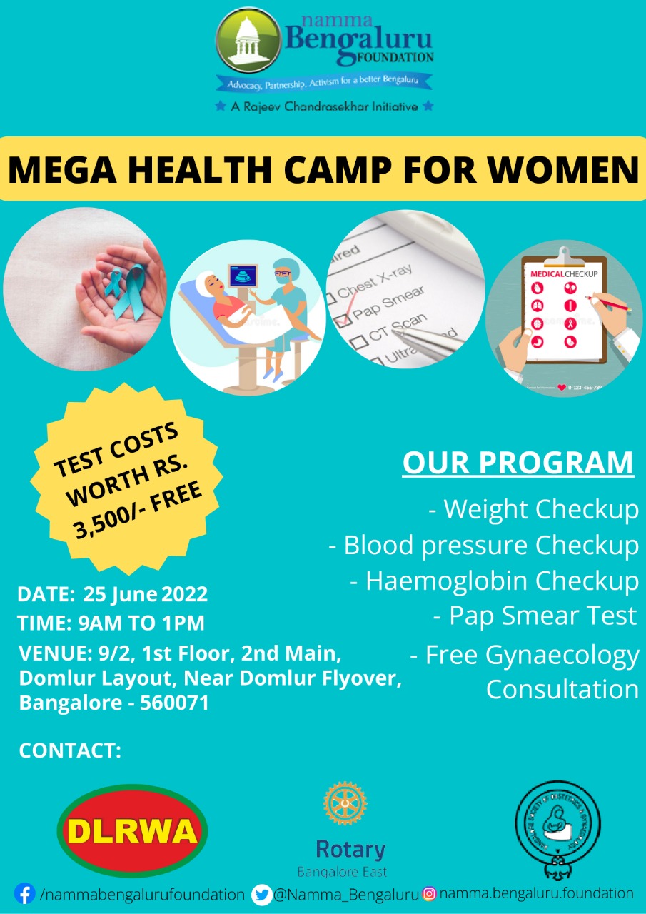 Mega Women’s Health Camp at Domlur on 25th June, 2022